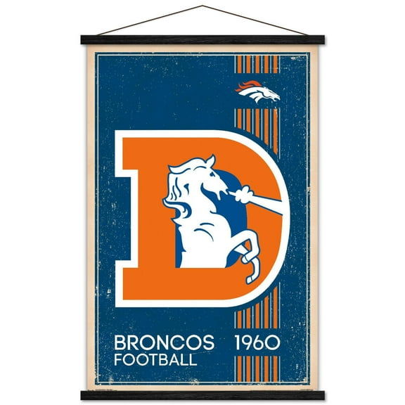 Denver Broncos 22.4'' x 34'' Magnetic Framed Retro Logo Poster