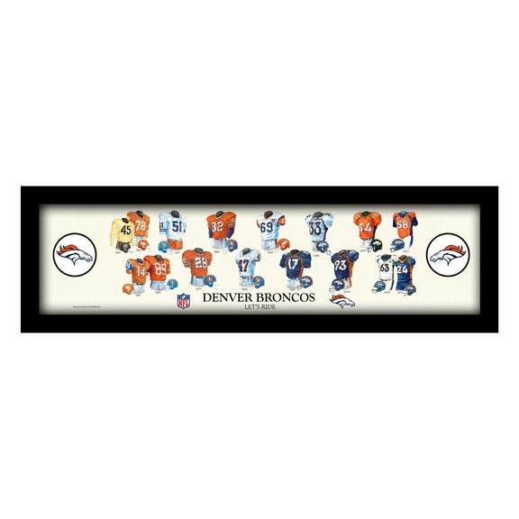 Denver Broncos 8" x 26" Framed Art Uniform Heritage Print
