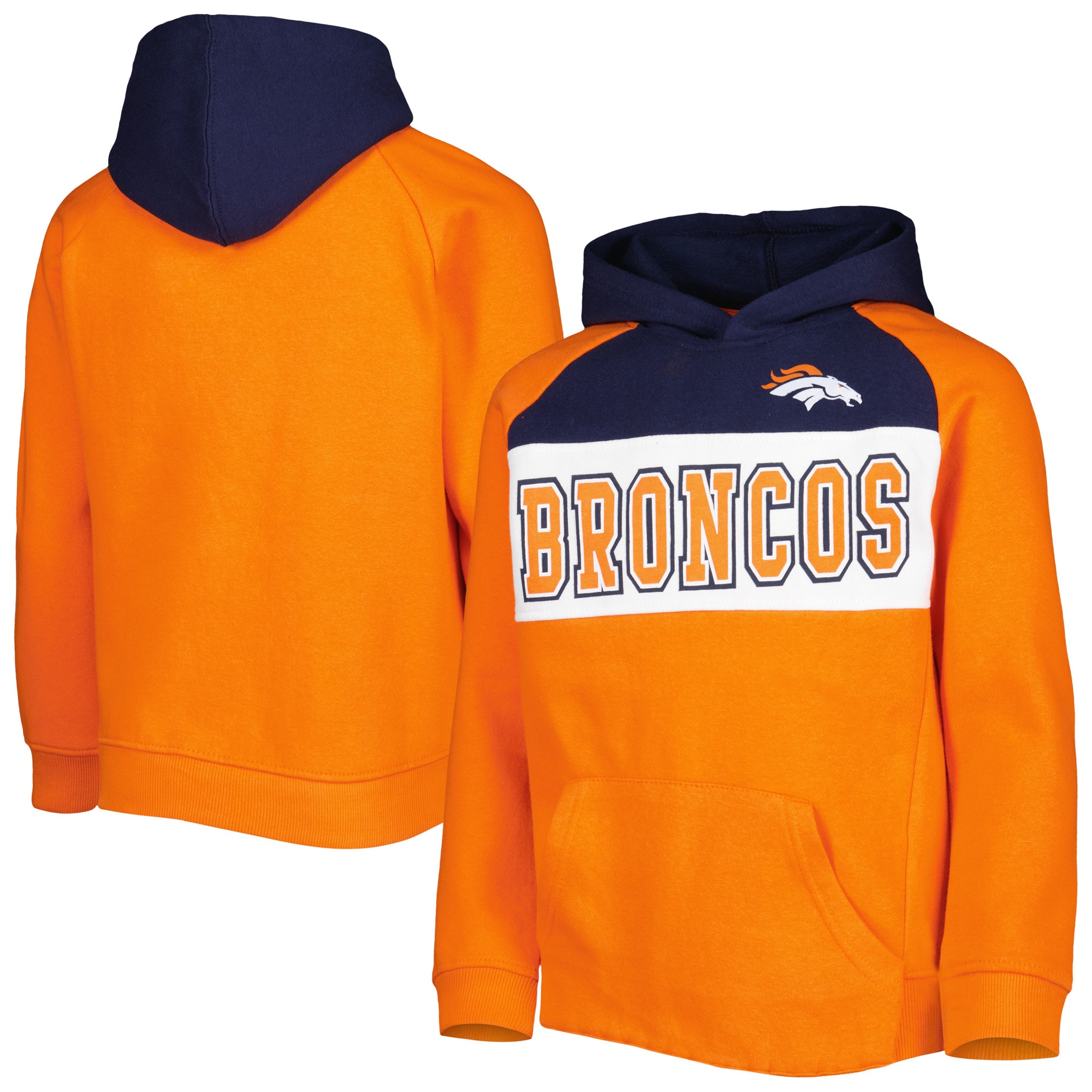 NFL Denver Broncos Boys' Black/Gray Long Sleeve Hooded Sweatshirt - XS