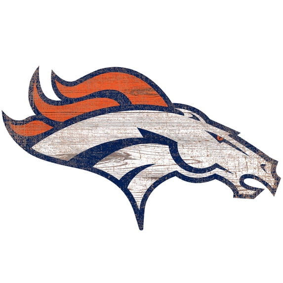 Denver Broncos Distressed Logo Cutout Sign