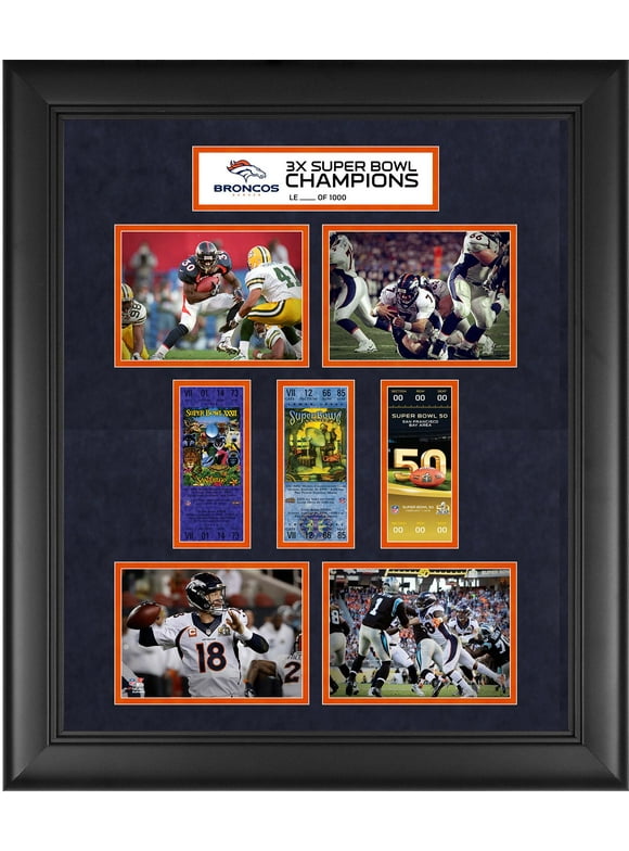 Denver Broncos Framed 20" X 24" Super Bowl 50 Champions 3-Time Champs Replica Ticket and Photo Collage