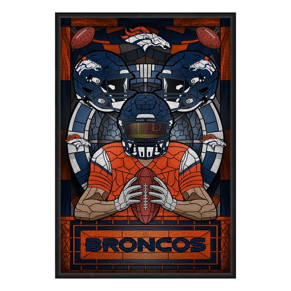 Denver Broncos Framed Stained Glass Art Print