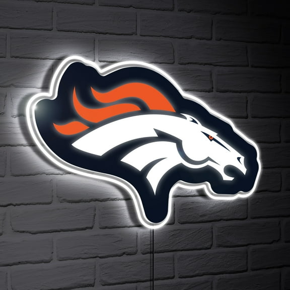 Denver Broncos LED Team Logo Shaped Lighted Wall Sign