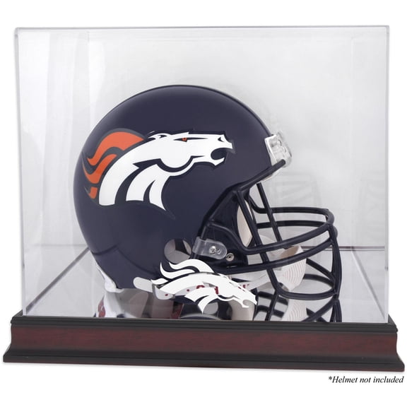 Denver Broncos Mahogany Helmet Logo Display Case with Mirror Back