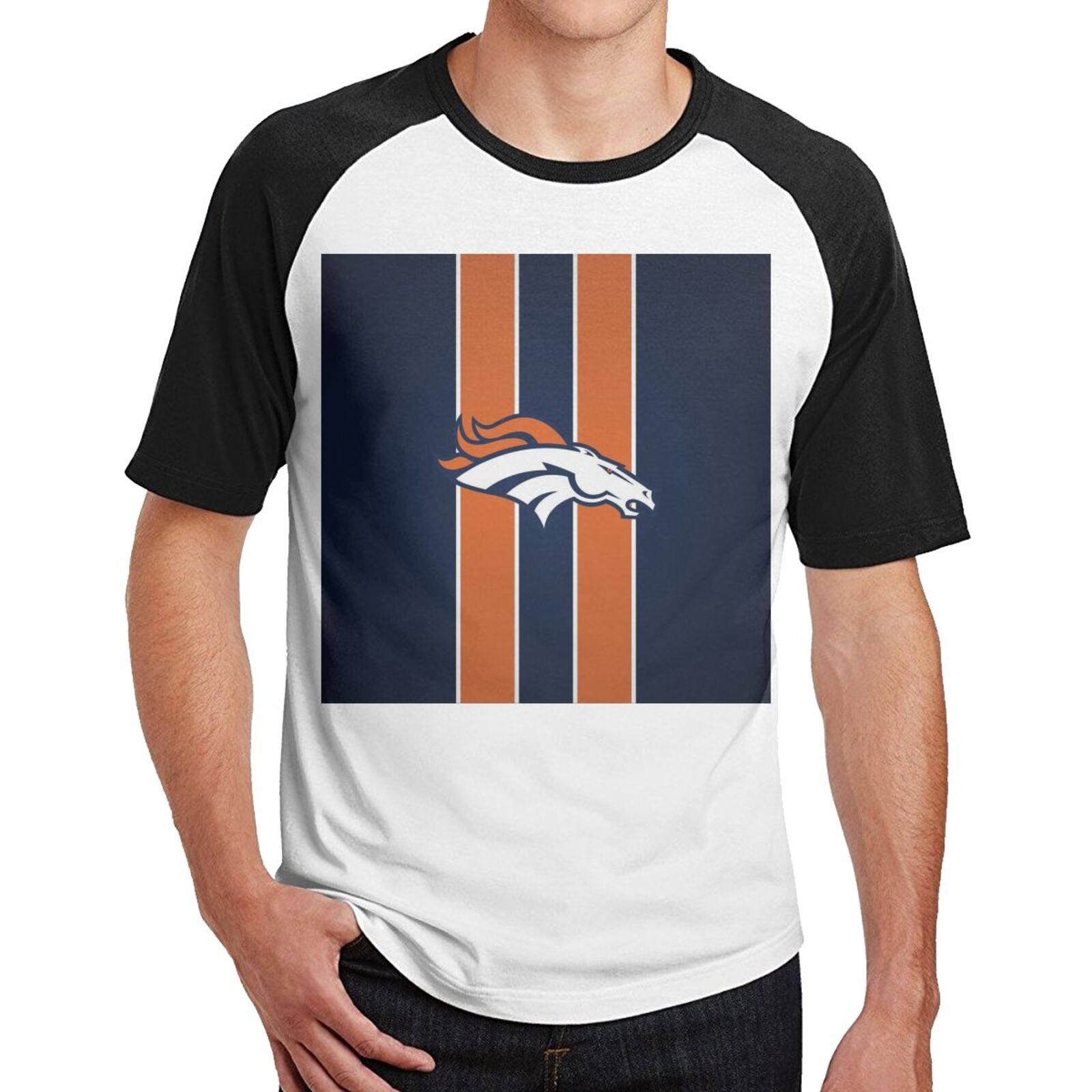 Denver-Broncos Men'S Cotton Tee, Moisture-Wicking Crew Baseball T-Shirt ...