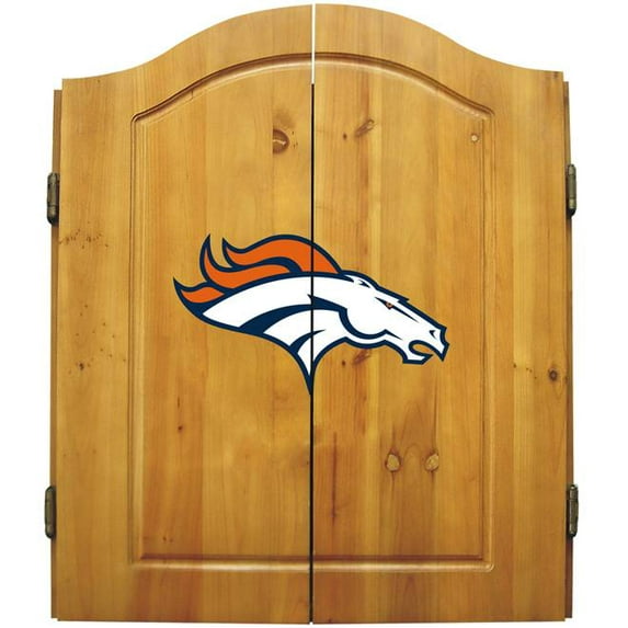 Denver Broncos NFL Complete Dart Board Cabinet Set (w/darts & flights)
