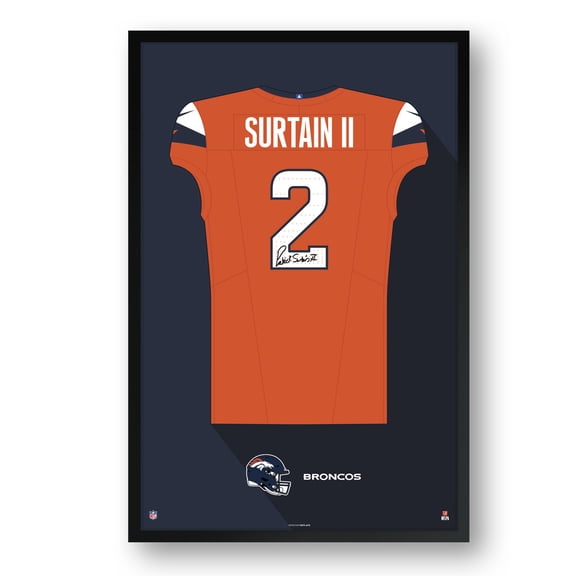 Patrick Surtain Denver Broncos Facsimile Signature Framed Jersey Art Print