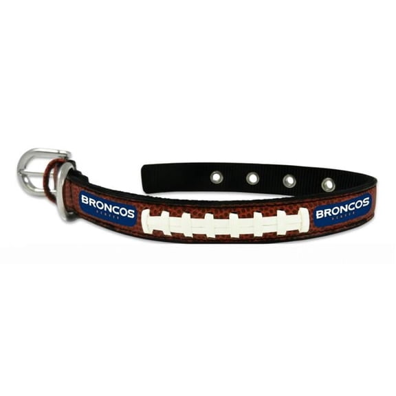Denver Football Broncos Classic Stitched Leather Small (S) Dog Pet Collar
