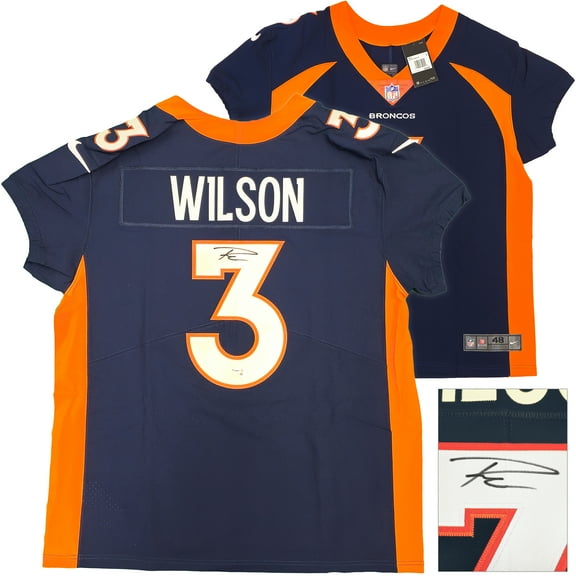 Denver Broncos Russell Wilson Autographed Blue Nike Elite Jersey Size 48 Fanatics Holo 227954
