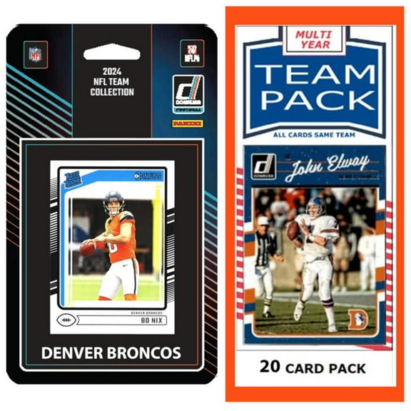 Denver Broncos 2025 2024 2023 Team Pack 20 Cards John Elway + 2024 Donruss Team Set Bo Nix RC