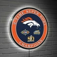 thumbnail image 1 of Denver Broncos Three-Time Super Bowl Champions XL Round LED Wall Sign, 1 of 1