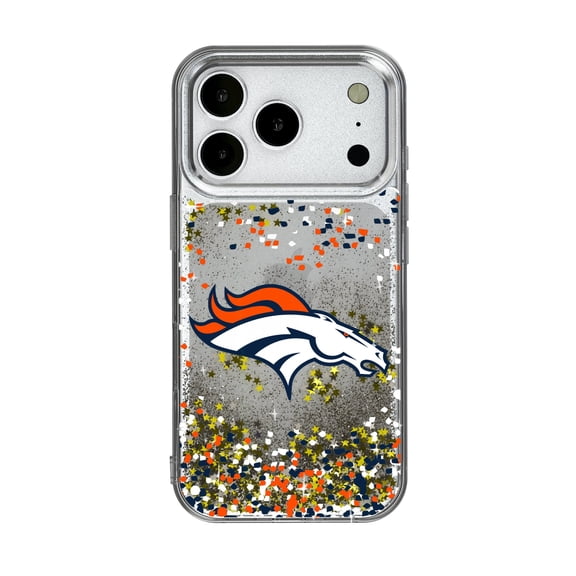Denver Broncos iPhone Glitter Case with Confetti Design