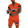 Denver City Mens 2 Piece Short Sets Outfits Polo Shirt Fashion Zip