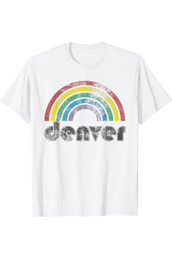 Denver Colorado Rainbow 70's 80's Style Retro Gay Pride Gift T-Shirt