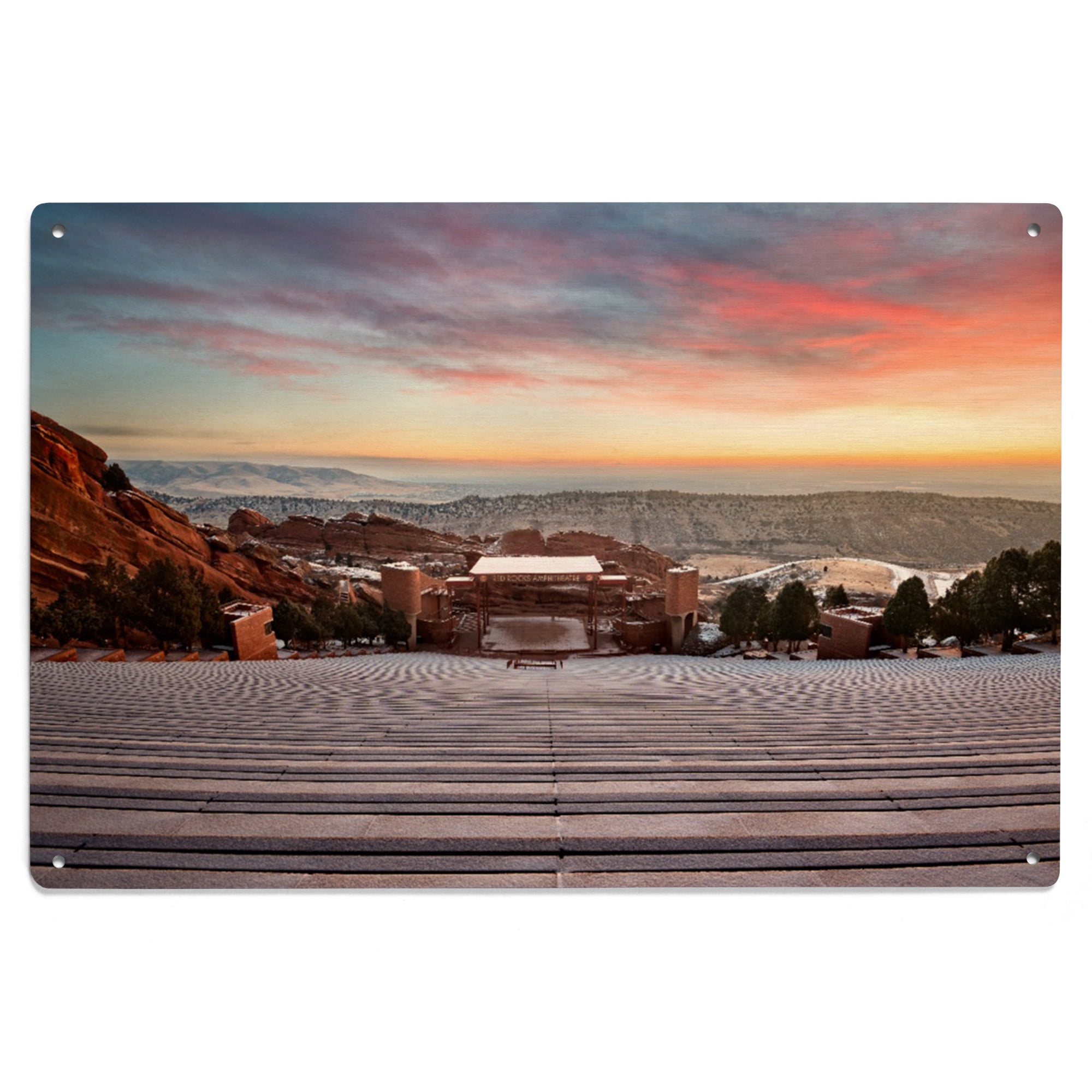 Denver, Colorado, Red Rock Amphitheater at Sunrise Birch Wood Wall Sign ...