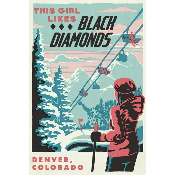 Denver, Colorado, Ski Black Diamond (12x18 Wall Art Poster, Room Decor)
