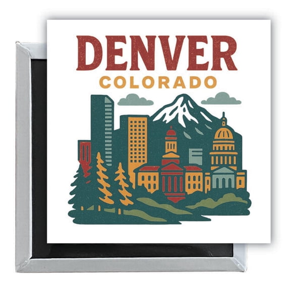 Denver Colorado Vintage Design Souvenir 2.5 x 2.5-Inch Fridge Magnet