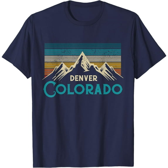 Denver Colorado Vintage Mountains Hiking Souvenir Gift Softstyle Unisex T-Shirt,Navy Color,Size YXS