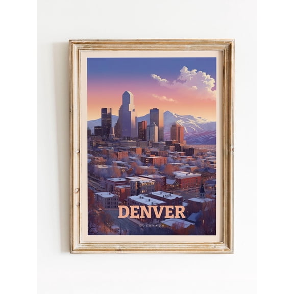 Denver Colorado Vintage Travel Wall Art, Unframed Paper Poster 8x10in