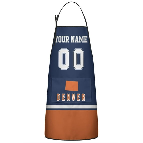 Denver Custom Aprons for Men Women, Personalized Football Style Apron with Name and Number, Customized Apron with Pockets Gift