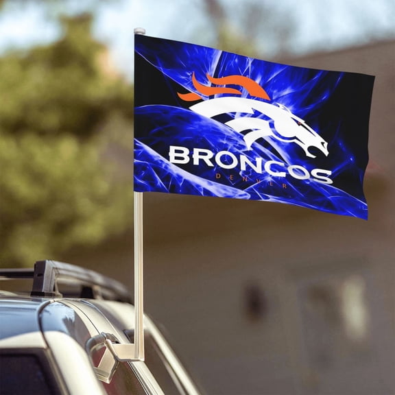 Denver Custom Car Flag 12" x 18", Football Team Fan Game Day Themed Flag, Personalized Car Decorative Flag, Weatherproof Car Flag, Window Hanging Flag (Flagpole Not Included)