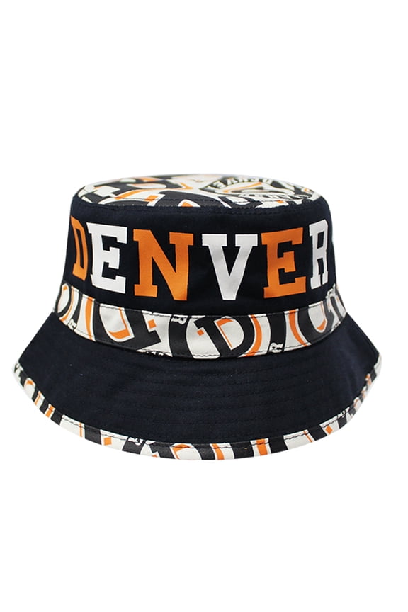 Denver Custom Print City Name Bucket Hat (Navy/Orange)