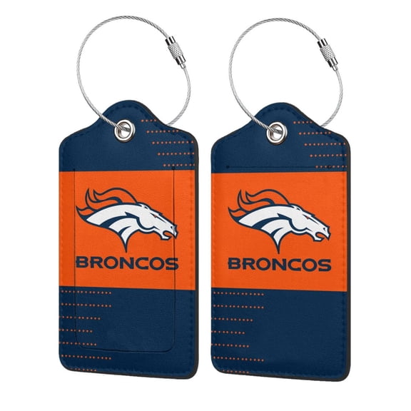 Denver Customized leather luggage tag with stainless steel ring, bendable and waterproof suitcase, backpack, shoulder bag decorative pendant, American football fan gift