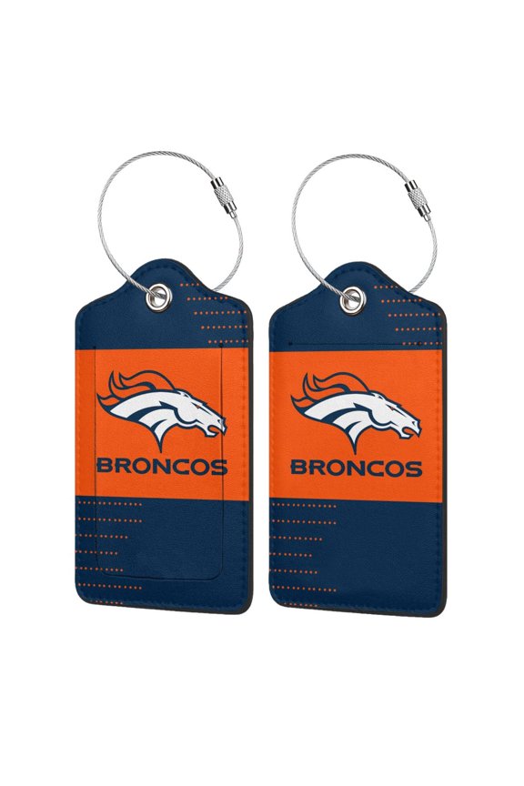 Denver Customized leather luggage tag with stainless steel ring, bendable and waterproof suitcase, backpack, shoulder bag decorative pendant, American football fan gift
