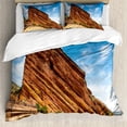 thumbnail image 1 of Denver Duvet Cover Set, Famous Travel Sight Historic Red Rocks Colorado Touristic Natural Destination, Decorative 3 Piece Bedding Set with 2 Pillow Shams, Queen Size, Sea Blue Cinnamon, by Ambesonne, 1 of 2
