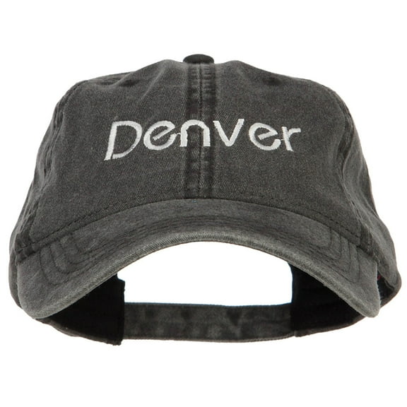 Denver Embroidered Washed Buckled Cap - Black OSFM
