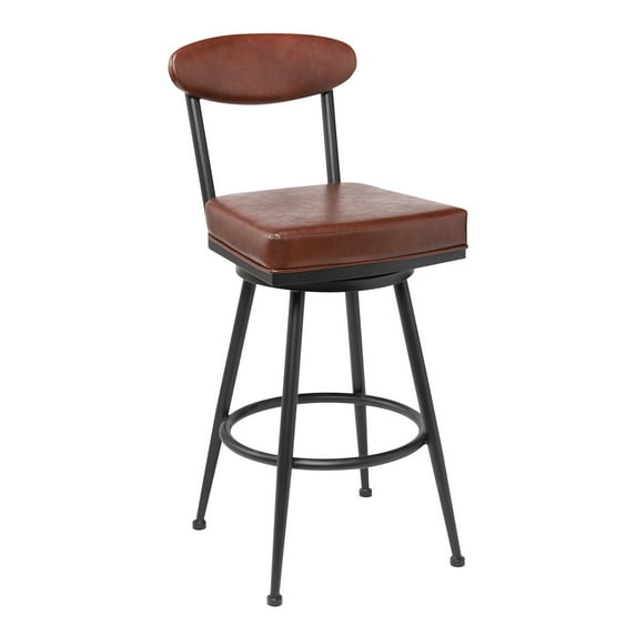 Denver Faux Leather 30" Bar stool in Black and Vintage Coffee