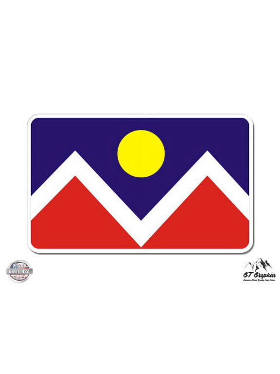 Denver Flag - 3" Vinyl Sticker - For Car Laptop I-Pad Phone Helmet Hard Hat - Waterproof Decal