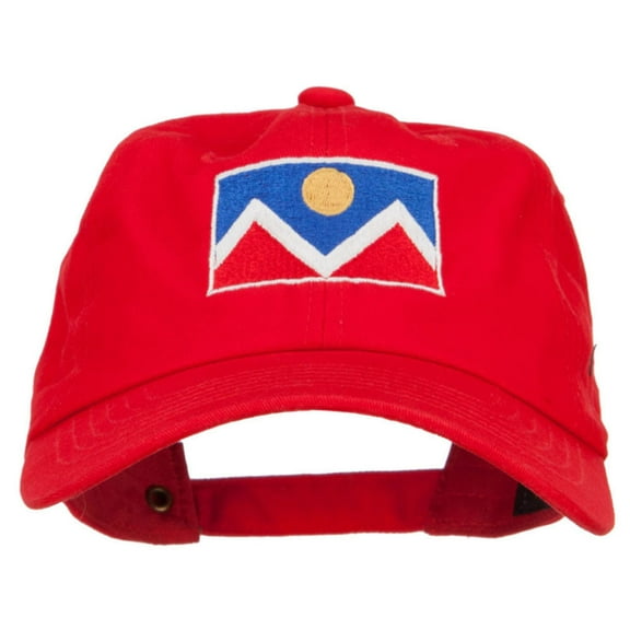 Denver Flag Embroidered Unstructured Washed Cap - Red OSFM