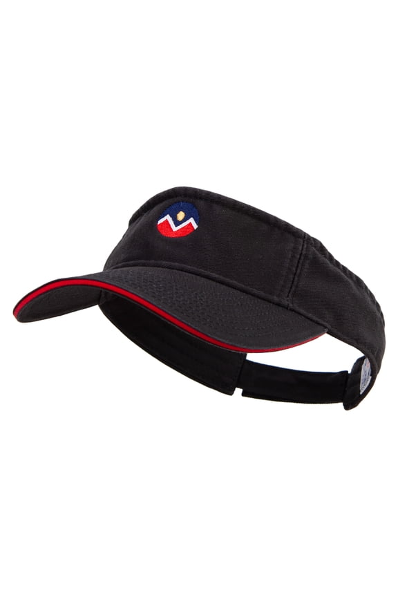 Denver Flag Logo Embroidered Prostyle Cotton Twill Washed Visor - Black Red OSFM