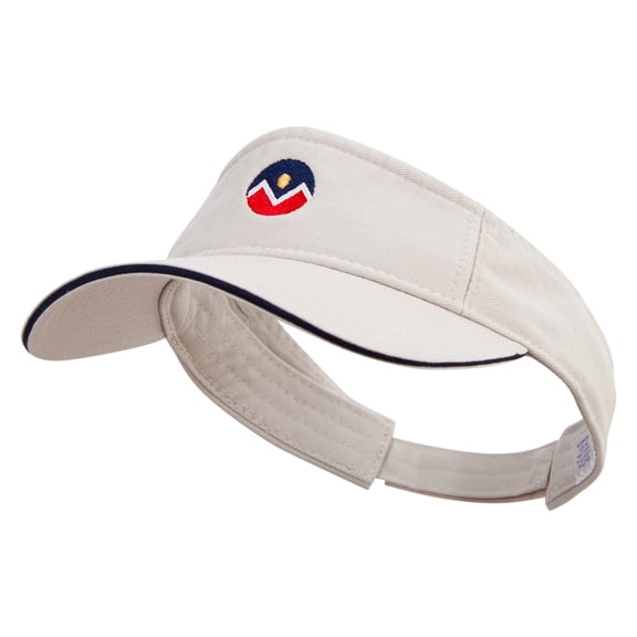Denver Flag Logo Embroidered Prostyle Cotton Twill Washed Visor - Stone Navy OSFM