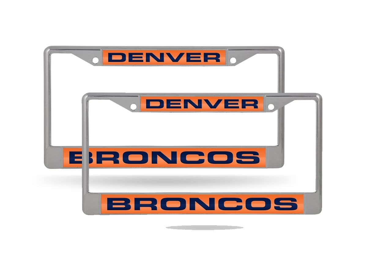Denver Football Broncos Chrome Metal (Set of 2) Laser Cut License