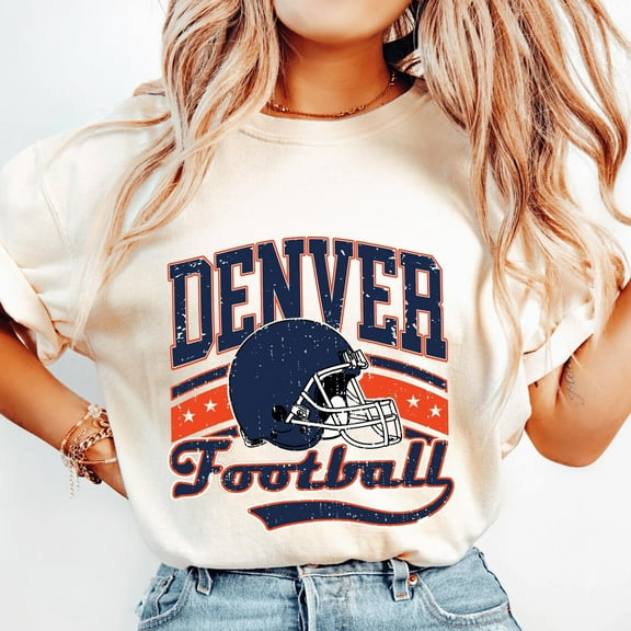 Denver Football Distressed Shirt, Vintage Game Day Tee, Retro Football Graphic T-Shirt