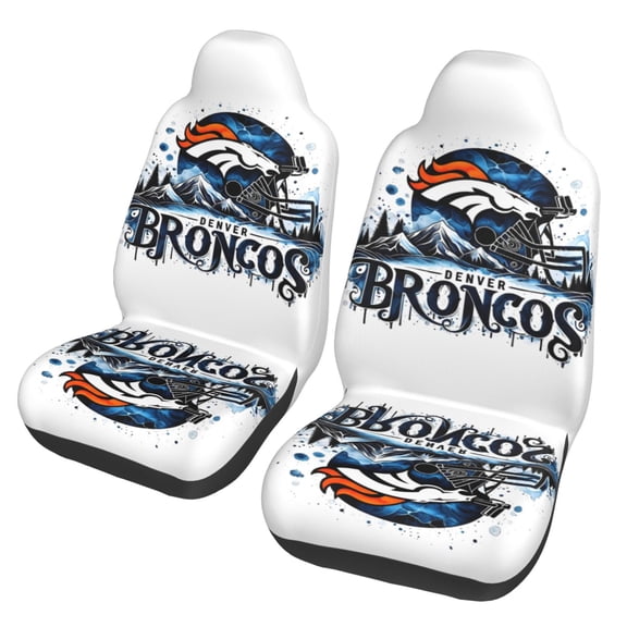 Denver Football Team Print Car Seat Covers Set of 2 , Universal Auto Front Seats Protector Fan Gift, Suitable for Car,automobiles, SUV, Trucks, vans, etc.