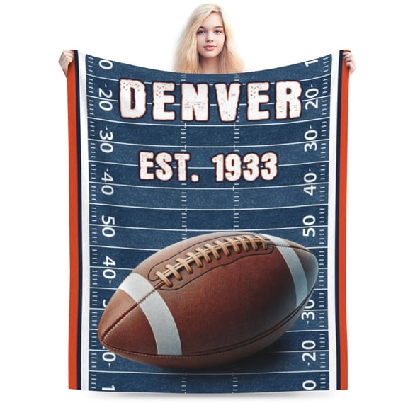 Denver Football Throw Blanket, Soft Lightweight Plush Warm Blankets For Men And Women, Sports Fan Gifts Bed Tapestry For Sofa, Travel 40"X30"