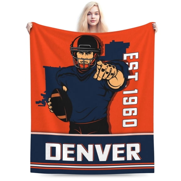 Denver Football Throw Blanket, Soft Lightweight Plush Warm Blankets For Men And Women, Sports Fan Gifts Bed Tapestry For Sofa, Travel 40"X30"