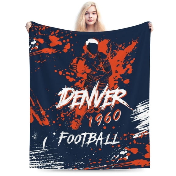 Denver Football Throw Blanket, Soft Lightweight Plush Warm Blankets for Men and Women, Sports Fan Gifts Bed Tapestry for Sofa, Travel 40"X30"