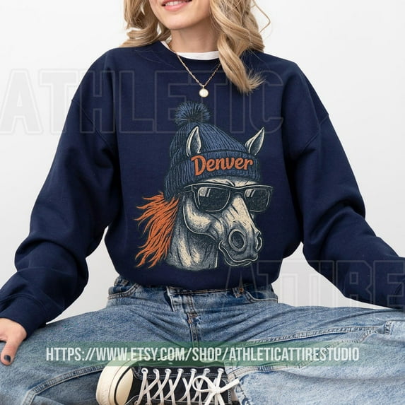 Denver Football Vintage Mascot Sweatshirt, Broncos Football Fans Gift Sweater