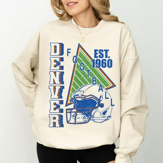 Denver Football Vintage Style Sweatshirt, Denver Football Crewneck, Denver Football T-shirt,Sand Color,Size L