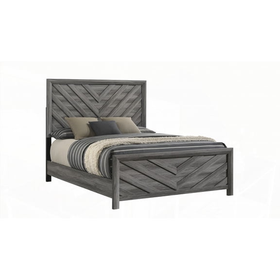 Denver Full Bed in Gray Wood from NJ - A Focal Point for Bedroom with Ultimate Comfort