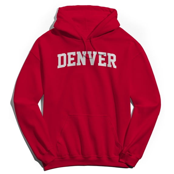 Denver Graphic Red Men's Cotton Pullover Hoodie