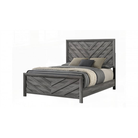 Denver Gray Twin Bed Crafted from Wood, Featuring a Stylish Headboard