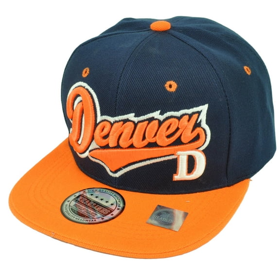 Denver Mile High City Town Colorado Navy Blue Orange Hat Cap Snapback Flat Bill