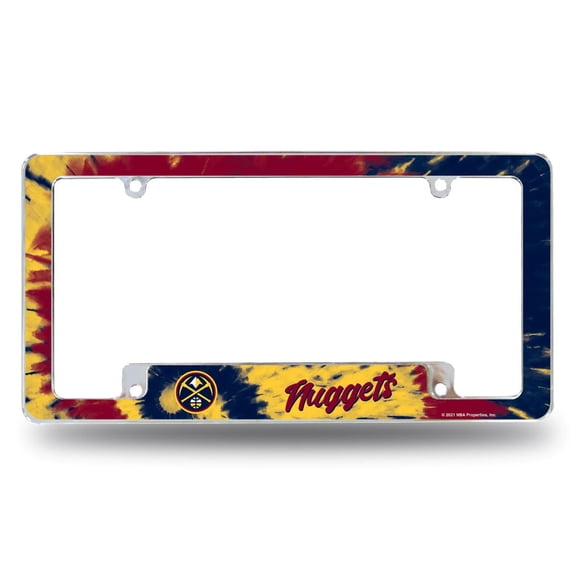 Denver Basketball Nugget's Chrome Metal License Plate Frame with Bold Tie Dye Design