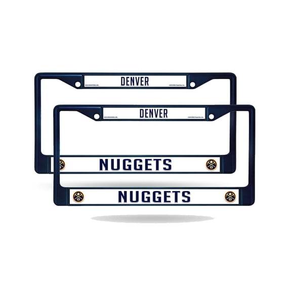 Denver Basketball Nugget's (Set of 2) Navy Painted Chrome Metal License Plate Frames