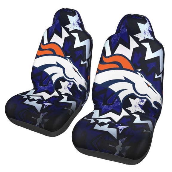 Denver New Car Seat Covers 2-Pack, Breathable Polyester Car Seat Covers, Football Team Themed Car Gifts, Comfortable Seat Covers for Most Cars, Vans, Trucks, and SUVs